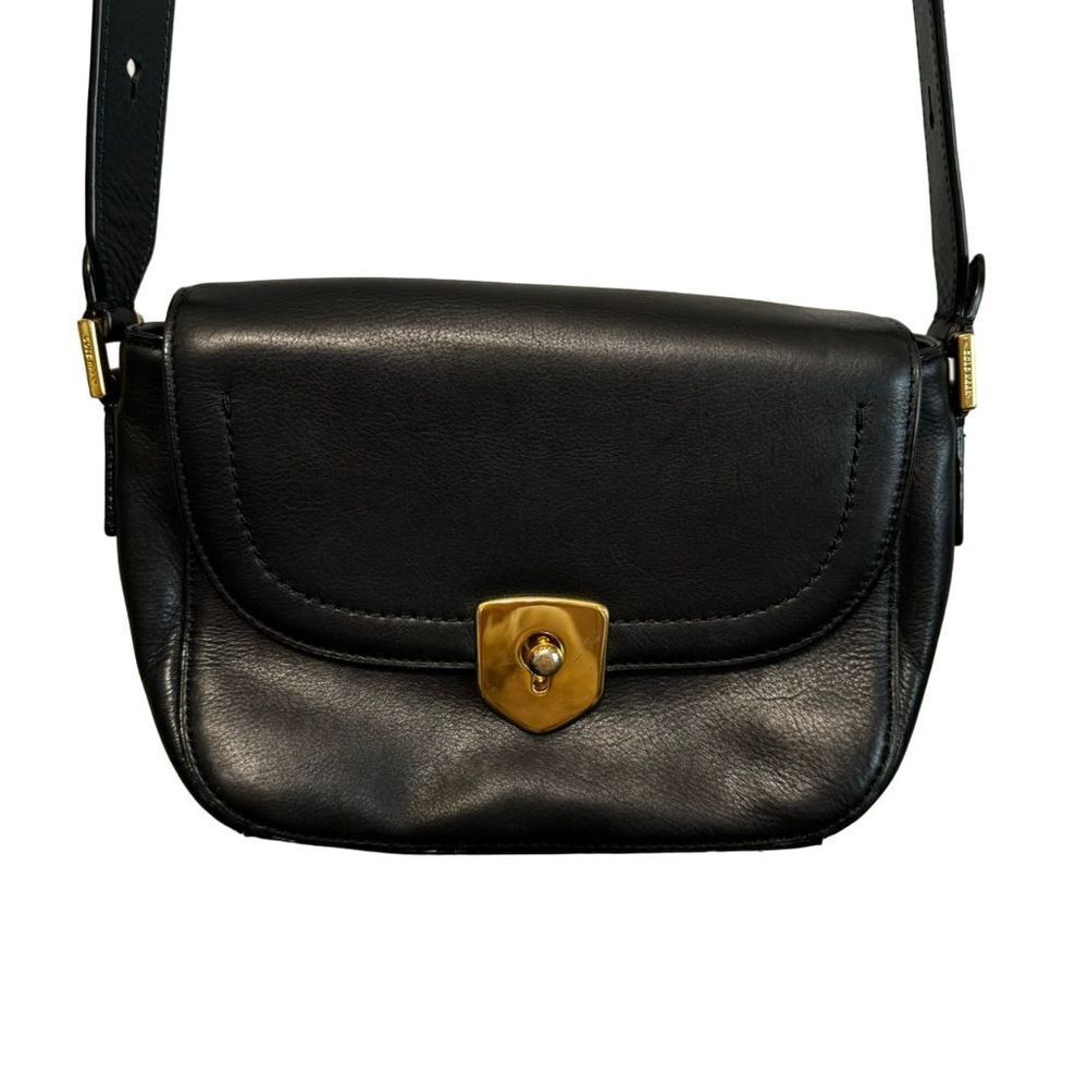 Cole‎ Haan Black Leather Shoulder Bag Crossbody Purse Gold Hardware Women